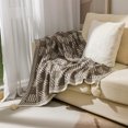 thumbnail image 1 of Fennco Styles Checkered Knit Throw Blanket with Tassel 50" W x 60" L – Brown, 1 of 4