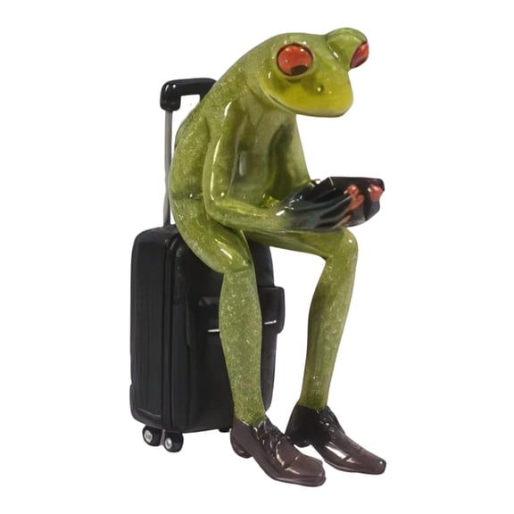FC Design 5.5"H Frog Sitting on Suitcase Figurine Statue Sculpture Ornament Decoration Home/Room Decor and Unique Gift Ideas for Housewarming, Holidays and Birthdays