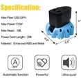 thumbnail image 2 of EDOU Automatic Swimming Pool Cover Pump 1200 GPH, 1/6-HP, 110V, with 16' Drainage Hose and 3 Adapters, 2 of 6