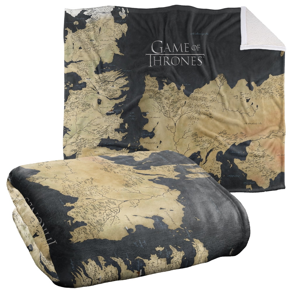 Game of Thrones Blanket, 50"x60", Westeros Map Silky Touch Sherpa Back