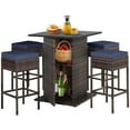 thumbnail image 2 of Gymax 5PCS Patio Bar Set Rattan Bar Furniture Set w/ Table & 4 Cushioned Stools Navy, 2 of 10