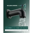 Innovire SlipOn Extra Long Tub Spout with Diverter, 1/2 Inch Slip Fit Connection,Matte Black