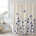 thumbnail image 4 of Purple Floral Butterfly Bathroom Shower Curtains with 12 Hooks Polyester Waterproof Shower Curtain for Stalls and Bathtubs Spring Farmhouse Botanical Beige Decorative Bathroom Curtain 36x72 Inches, 4 of 8