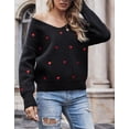 thumbnail image 4 of Sweaters for Women V-Neck Long Sleeve Womens Sweaters Heart Print Winter Sweaters Alsol Lamesa, 4 of 6