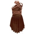 thumbnail image 2 of Oyolan Robe Justaucorps Dos Croisé Sans Manches pour Filles, Danseuse de Ballet, Marron 8, 2 of 5