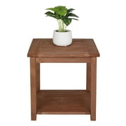 Winado 20" Square Side Table for Outdoor Indoor, Woode End Table with Storage Shelf, Carbonized Color