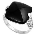 thumbnail image 4 of Simulated Black Onyx Large Huge Solitaire Ring .925 Sterling Silver Band CZ Female Size 6, 4 of 4