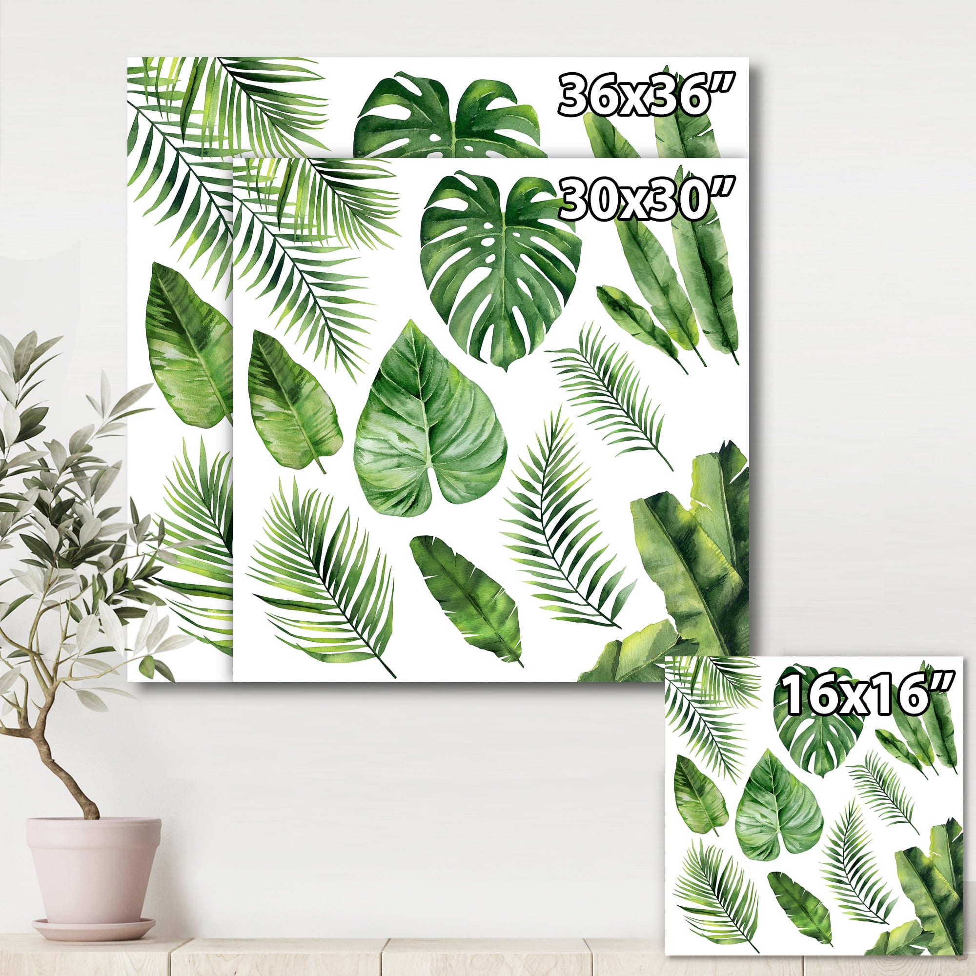 Designart ' Close Up Of Tropical Leaf Of Monstera V ' Farmhouse Canvas Wall Art Print