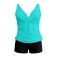 thumbnail image 5 of Conairie Women Tankini Sets High Waisted Swimsuit Two Piece Solid Color Tummy Control Bathing Suit Tops With Boyshort Plus Size Beach Breathable Swimwear Green XL, 5 of 5