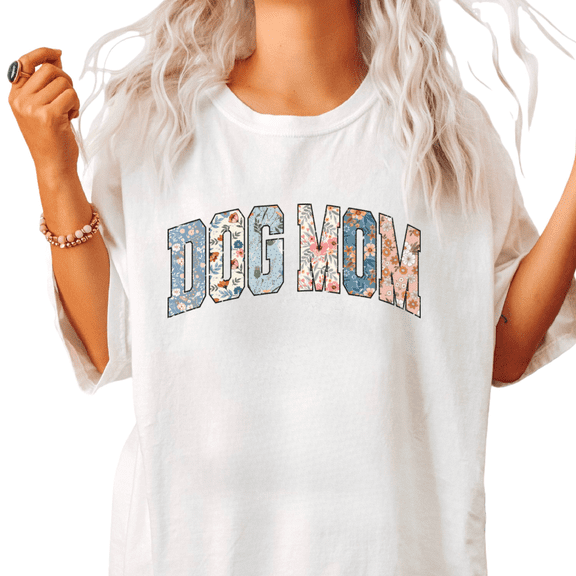 Boho Floral Dog Mom Shirts White S-5XL Print Tshirt Cozy Dog Lover Graphic Tees Tops