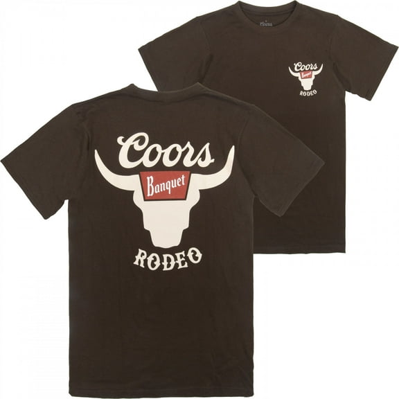 Coors Banquet Rodeo Horns Logo Brown Front and Back Print T-Shirt-Medium