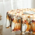 thumbnail image 4 of Pumpkin Table Cloth Fall Tablecloth 60 inch Maple Leaf Round Tablecloth for Kitchen Dining Circular Table Orange Buffalo Plaid, 4 of 6