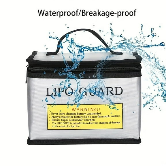 Fireproof Explosionproof Large Capacity Battery Storage Guard Pouch for Lipo Charge & Storage (8.46 x 6.5 x 5.71 in)