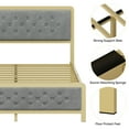 thumbnail image 3 of Simzone Golden Full Size Bed Frame Upholstered Bed Frame with Button Tufted Headboard Heavy Duty Metal Easy Assembly,No Box Spring Needed, Gray, 3 of 7
