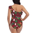 thumbnail image 5 of Sikiie Dinosaur Christmas Happy New Year Print Women One Piece Swimsuits Tummy Control One Shoulder Bathing Suits Ruffle Swimwear, From S to XXL-Large, 5 of 6