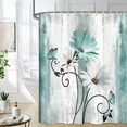 thumbnail image 3 of Rustic Farmhouse Shower Curtain, Farm Teal Daisy Floral Flowers and Butterfly on Country Wooden Shower Curtain for Bathroom, Turquoise Blue Bathroom Shower Curtains with 12PCS Hooks, 72X84IN, 3 of 6