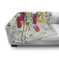 thumbnail image 3 of Music Soft Flannel Fleece Blanket, Pop Art Featured Doodle Style Musical Background Instruments Sound Art Illustration, Cozy Plush for Indoor and Outdoor Use, 70" x 90", Multicolor, by Ambesonne, 3 of 6