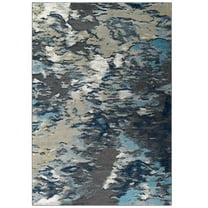 Modway Entourage Foliage Contemporary Modern Abstract 8x10 Area Rug in Blue, Tan, Gray