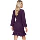 thumbnail image 2 of Vestido ajustado de manga larga con mangas abullonadas para mujer: elegante vestido midi de fiesta con mangas abullonadas, 2 of 6