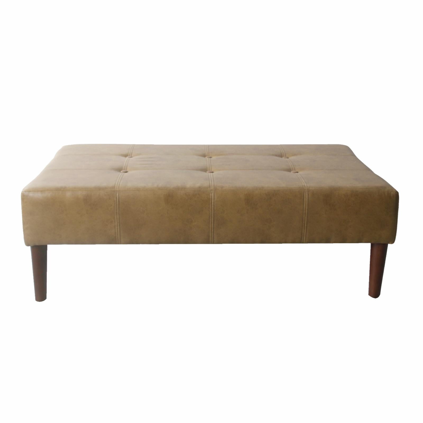 HomePop Tufted Coffee Table Ottoman Light Brown Vegan Leather