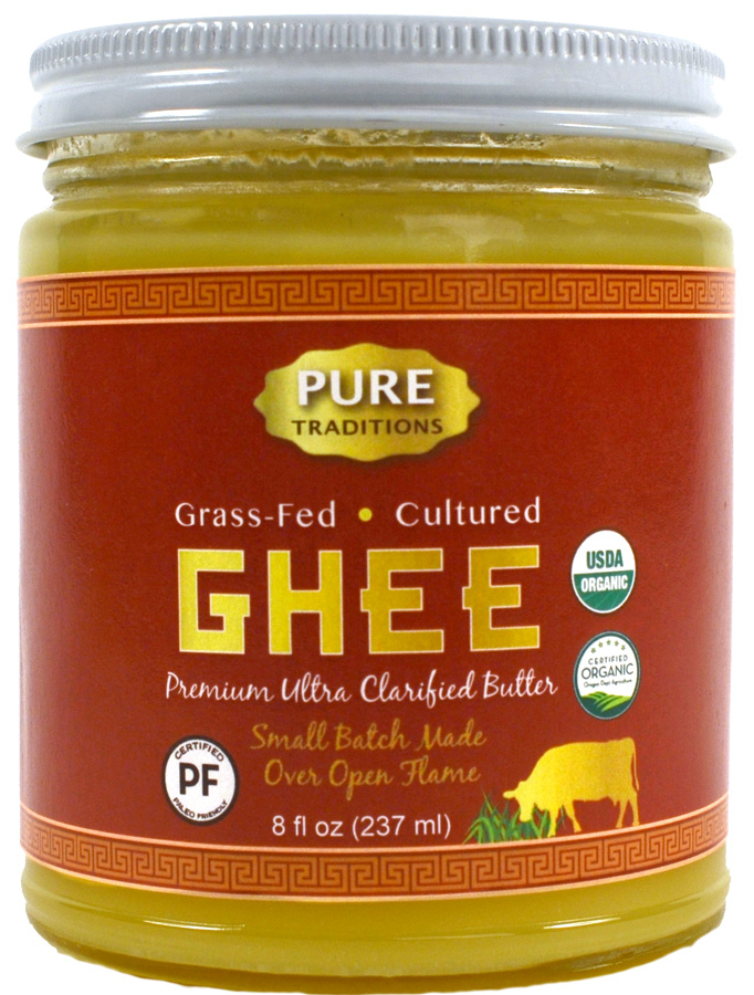 100 Organic GrassFed Cultured Ghee, Certified Paleo, 8 Fl Oz Jar