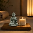 thumbnail image 6 of Decor Statue Meditation Stone Figurine Compact Hand Carved Ornament Weather Resistant for Desk Shelf Garden and Mindfulness Decoration, 6 of 8