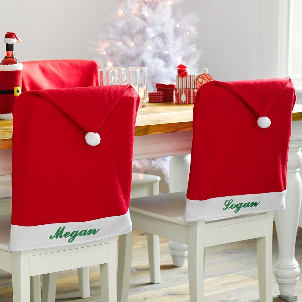 personalized santa hat chair cover