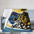thumbnail image 1 of DouZhe Ultra-Soft Micro Fleece Lightweight Flannel Bed Blanket, Abstract Ocean View Print Cozy Warm Throw Blankets, 60"x50", 1 of 6