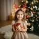 thumbnail image 4 of Cinta de cuerno de reno de Navidad | Pelusa festiva roja dorada verde | Ajuste elástico suave y cómodo | Accesorio ligero para fiestas navideñas | 9,84x8,27 en condecoraciones, 4 of 6