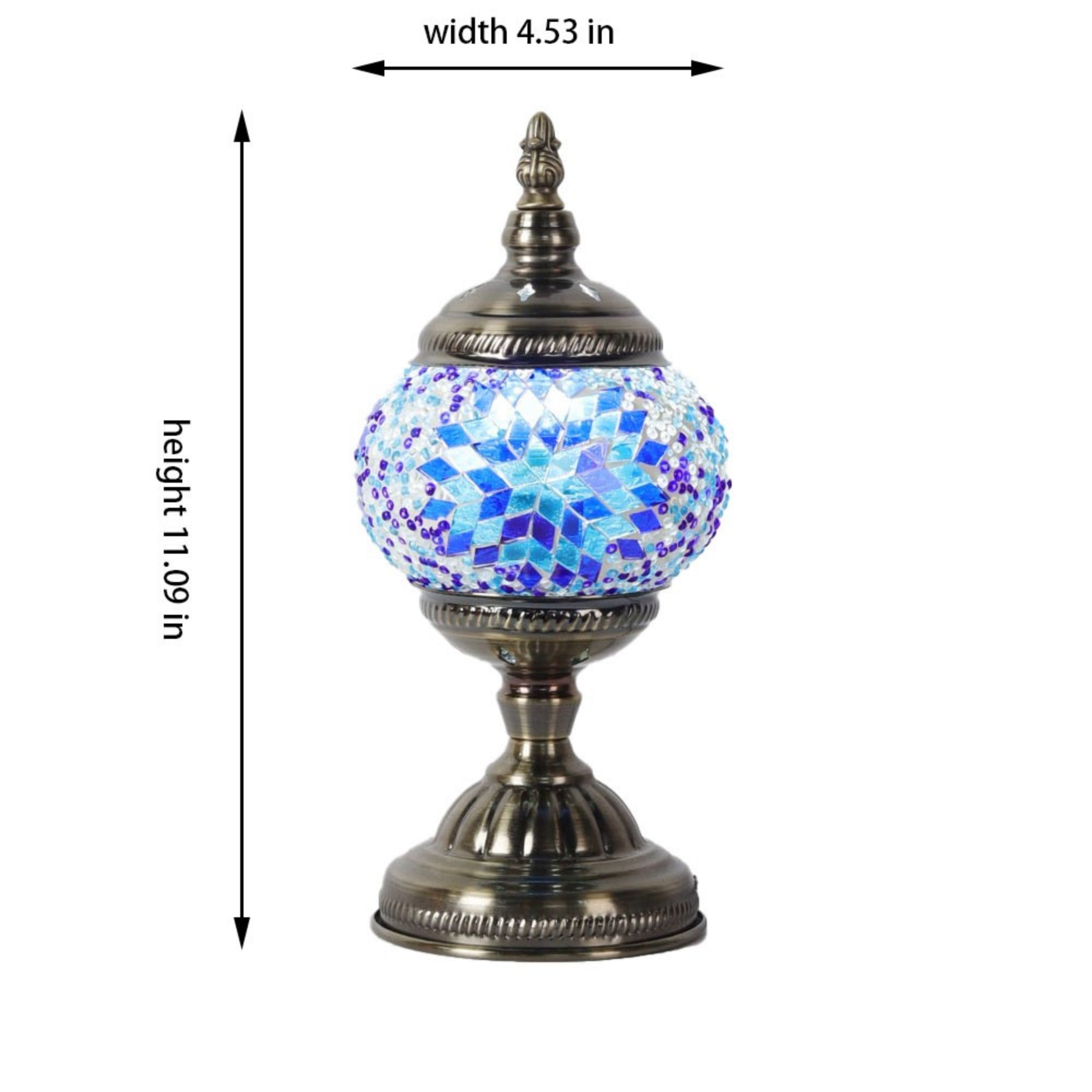 Turkish Lamp, Mosaic Table Lamp, Antique Moroccan Decorative Glass Bohemian Vintage Lamp Shade, Small Desk Tiffany Bedside Stained Glass Lamp with US Plug and E12 Socket