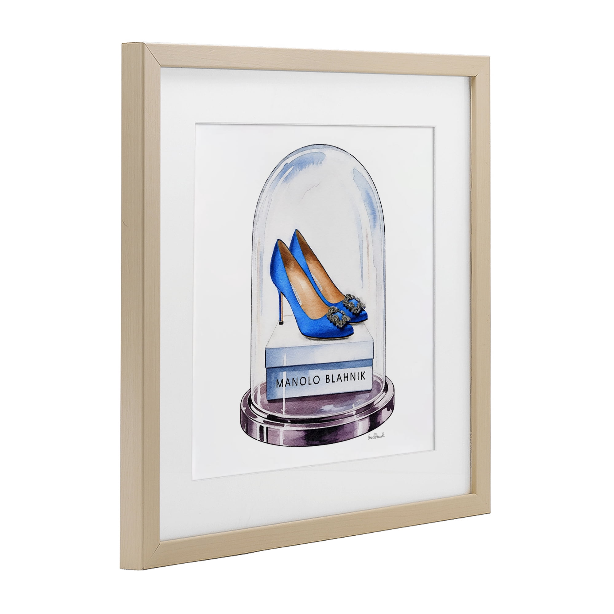 Stupell Industries Blue Heels in Bell Jar Birch Framed Print Under Glass, design by Amanda Greenwood
