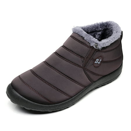 Warm Snow Boots Waterproof Men's Winter Shoes Fur Inside Antiskid Bottom Warm Ankle Boots ( Coffee_39