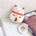 thumbnail image 2 of Funda para Airpods 3D JM Cute Cartoon Lucky Cat Blanco Funda de Silicona Suave, 2 of 5
