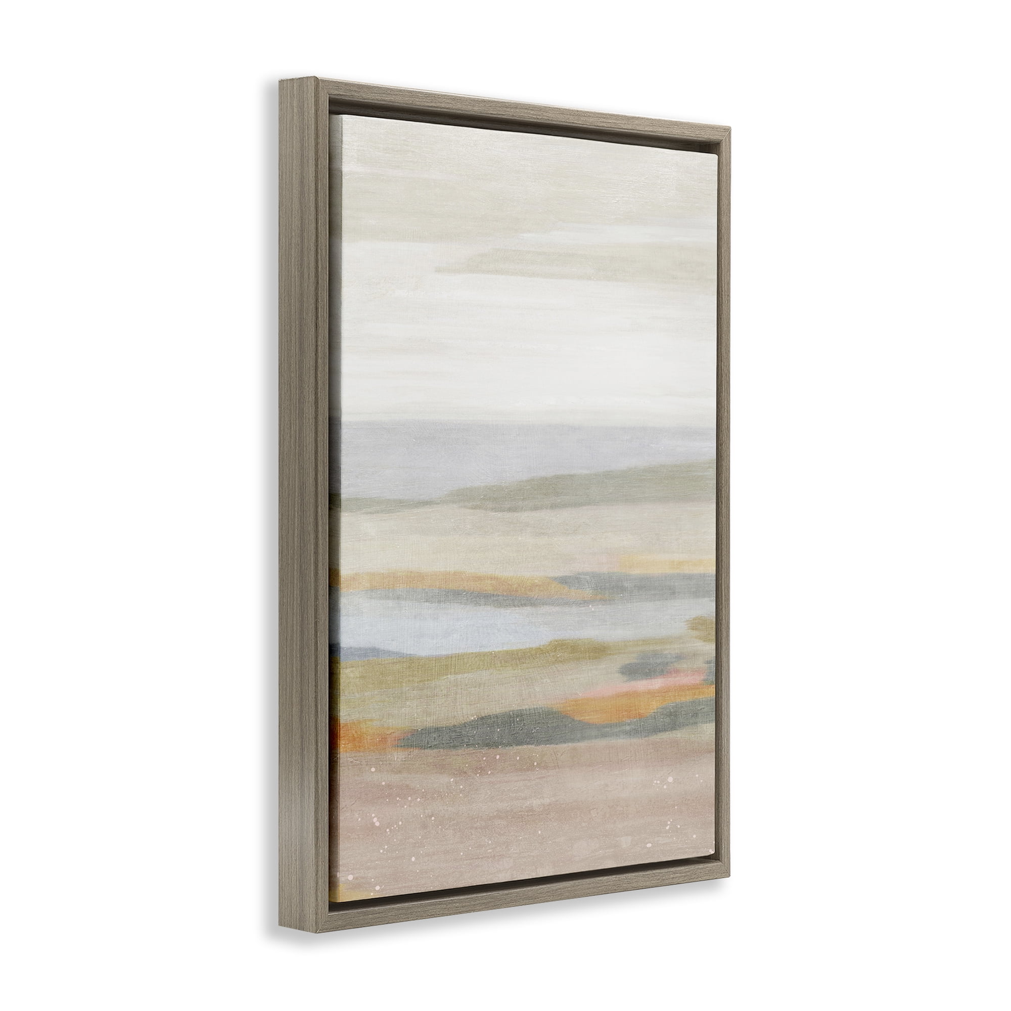 Stupell Industries Calming Neutral Beach Coastal Painting Brown Floater Framed Canvas Art Print Wall Art, 21 x 31