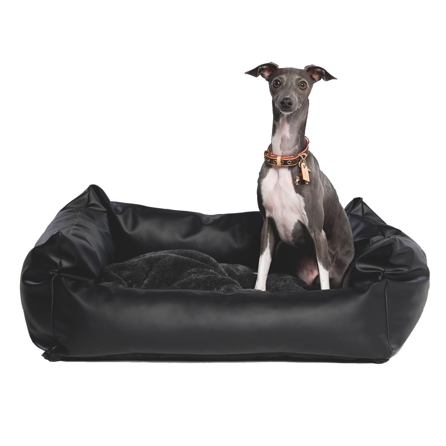 RYPetmia Pet Bed PU Leather Plush Dog and Cat Bed for Medium and Large