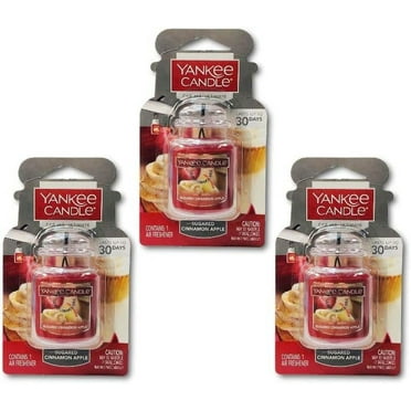 Yankee Candle Gel Car Jar Ultimate Hanging Odor Neutralizing Air Freshener Sugared Cinnamon Apple Scent, 3 Packs