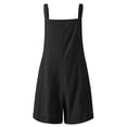 thumbnail image 3 of Enwejyy Womens Summer Cotton Linen Pockets Solid Color Sleeveless Square Neck Spaghetti Strap One-Piece Shorts Jumpsuits, 3 of 4