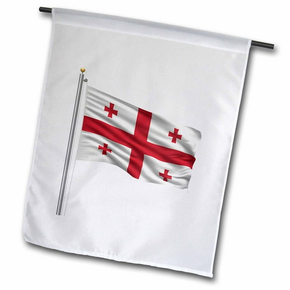 3dRose, Flag of Georgia on a flag pole over white Georgian, 18 x 27 inch Garden Flag