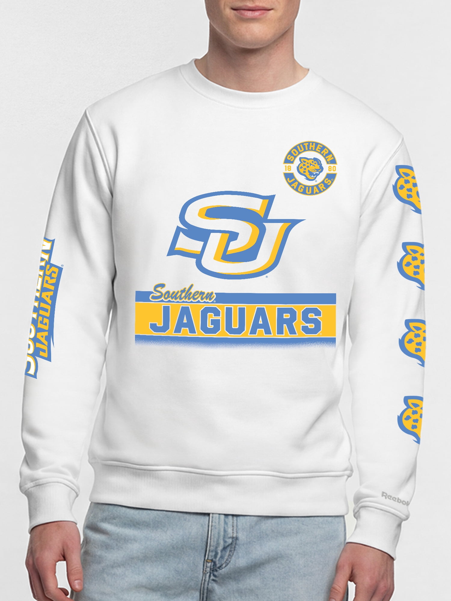 Southern University Jaguars Reebok Mens White Crew Sweatshirt