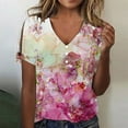 thumbnail image 2 of Lolmot Womens Plus Size Tops Fashion Casual Top Printing Button V-Neck Loose Split Short-Sleeved T-Shirt Blouse, 2 of 5