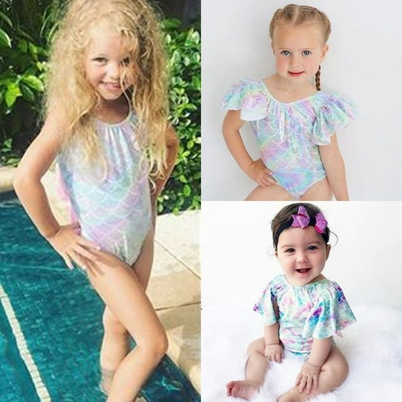Kid Baby Girls Mermaid Leotard Swimwear Swimsuit Bikini Set Bathing Suit Costume New