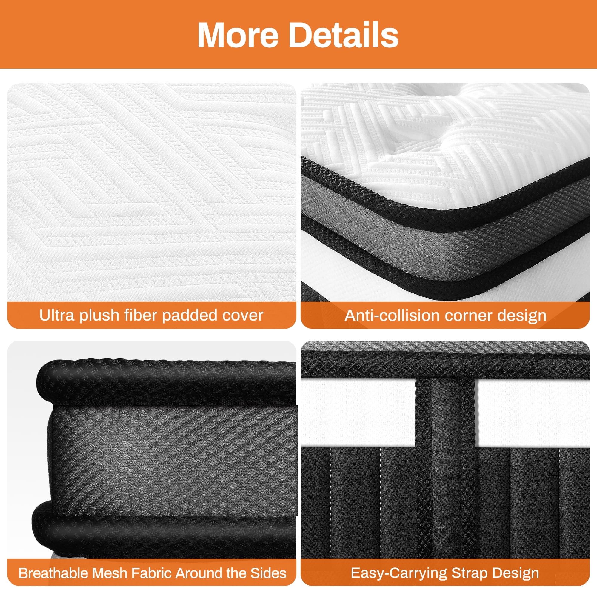 14" King Size Density Memory Foam Mattress, Independent Pocket Springs, Hypoallergenic Soft Knit Fabric, Cooling Breathable Design