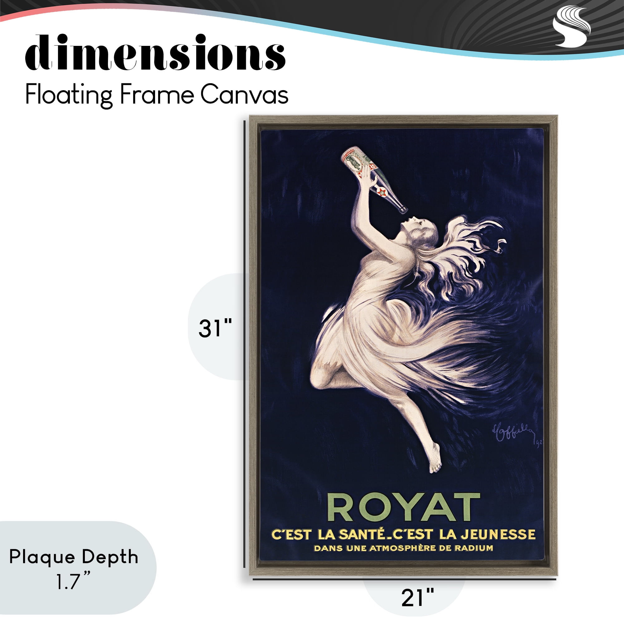 Stupell Industries Royat 1923 Advertisement Brown Framed Floater Canvas Wall Art, design by Leonetto Cappiello