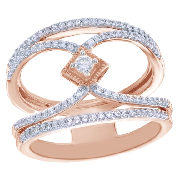 AFFY White Natural Diamond Vintage-Style Loop Ring in 10k Rose Gold