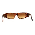 thumbnail image 4 of Mod Narrow Rectangle Plastic Thick Temple Minimal Sunglasses Tortoise Brown, 4 of 4