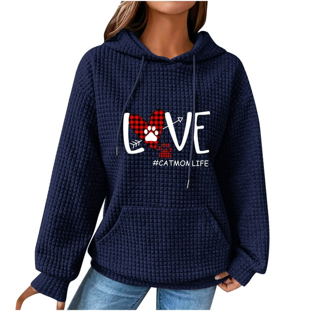 Birdeem Femmes Imprimé Col Rond Manches Longues Chandail en Molleton Ample Chandail Blouse