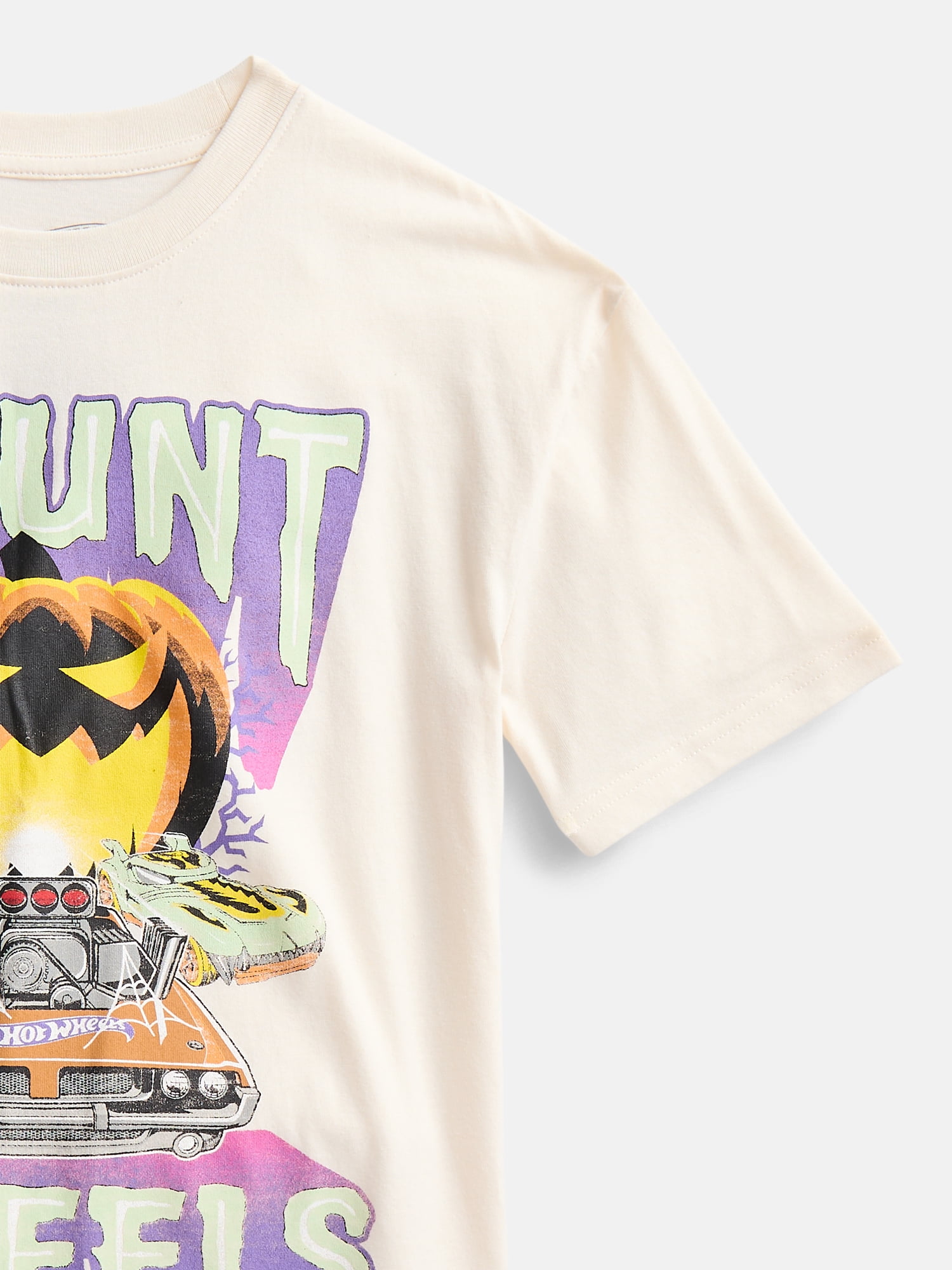 Hot Wheels Haunt Wheels Boys Halloween Graphic Tee with Short Sleeves, Sizes 4-18
