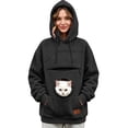 thumbnail image 2 of Stralyhd Zipper Cat Pouch Hoodie for Women Oversized Sweatshirt with Dog Pouch Fleece Kangaroo Pouch Hoodie Hooded Animal Holder Pullover Black M, 2 of 5