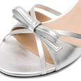 thumbnail image 3 of XYD Women Cute Bowknot Round Open Toe Slip On Sandals Kitten Low Heel Mules Summer Chic Resort Shoes Size 10 Silver, 3 of 4