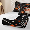 thumbnail image 4 of Homewish Halloween Witch Ghost Bed Spread Queen, Pumpkin Lantern Queen Coverlet Set, Black Orange White, 3-Piece 1 Bedspread and 2 Pillowcases, 4 of 7